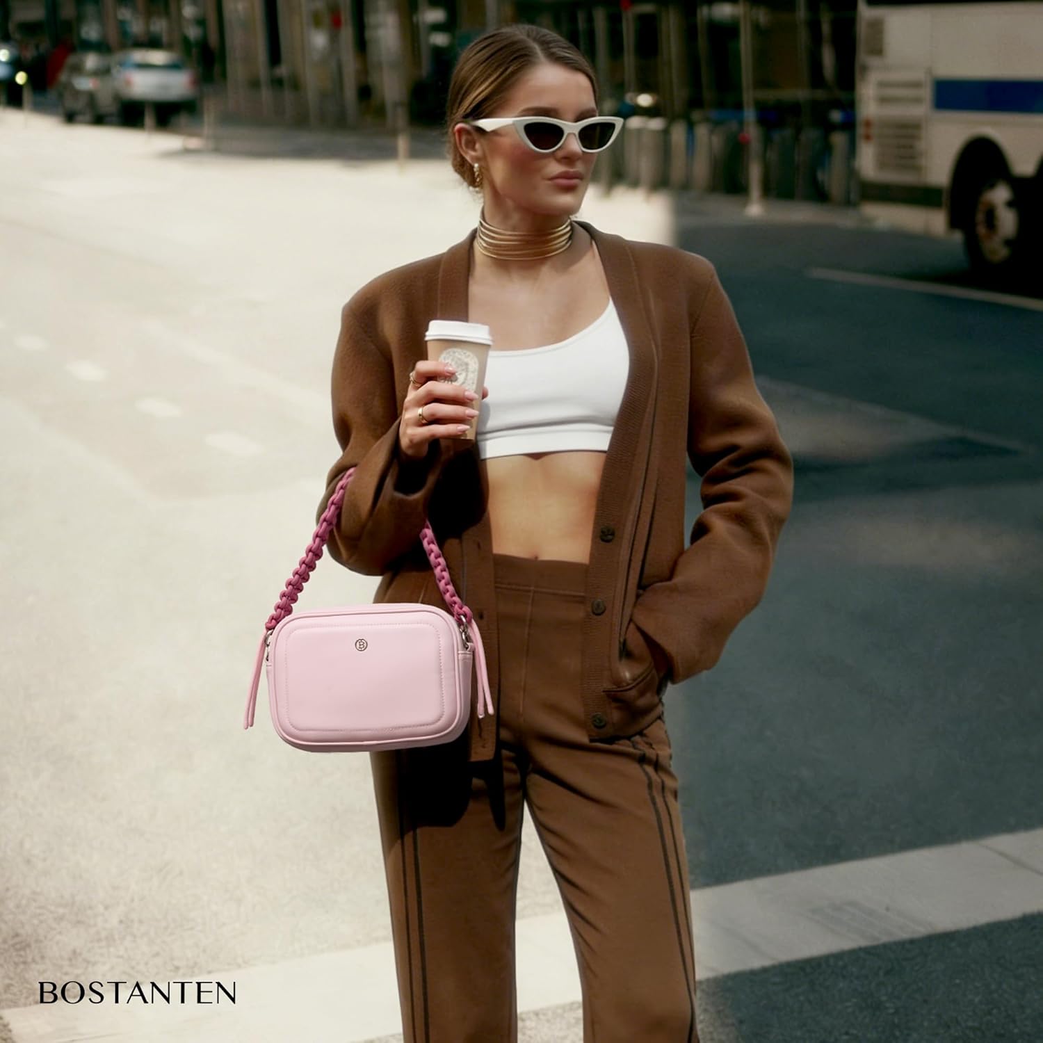 BOSTANTEN Small Crossbody Bags for Women Vegan Leather Shoulder Purses Trendy Small Handbags with Paracord Strap - Image 3