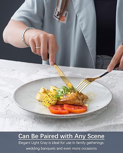 Miniatura 10 de HENXFEN LEAD Platos de ensalada de postre, de 8 pulgadas, platos de porcelana para aperitivos, aperitivos, panqueques, aptos para lavavajillas,