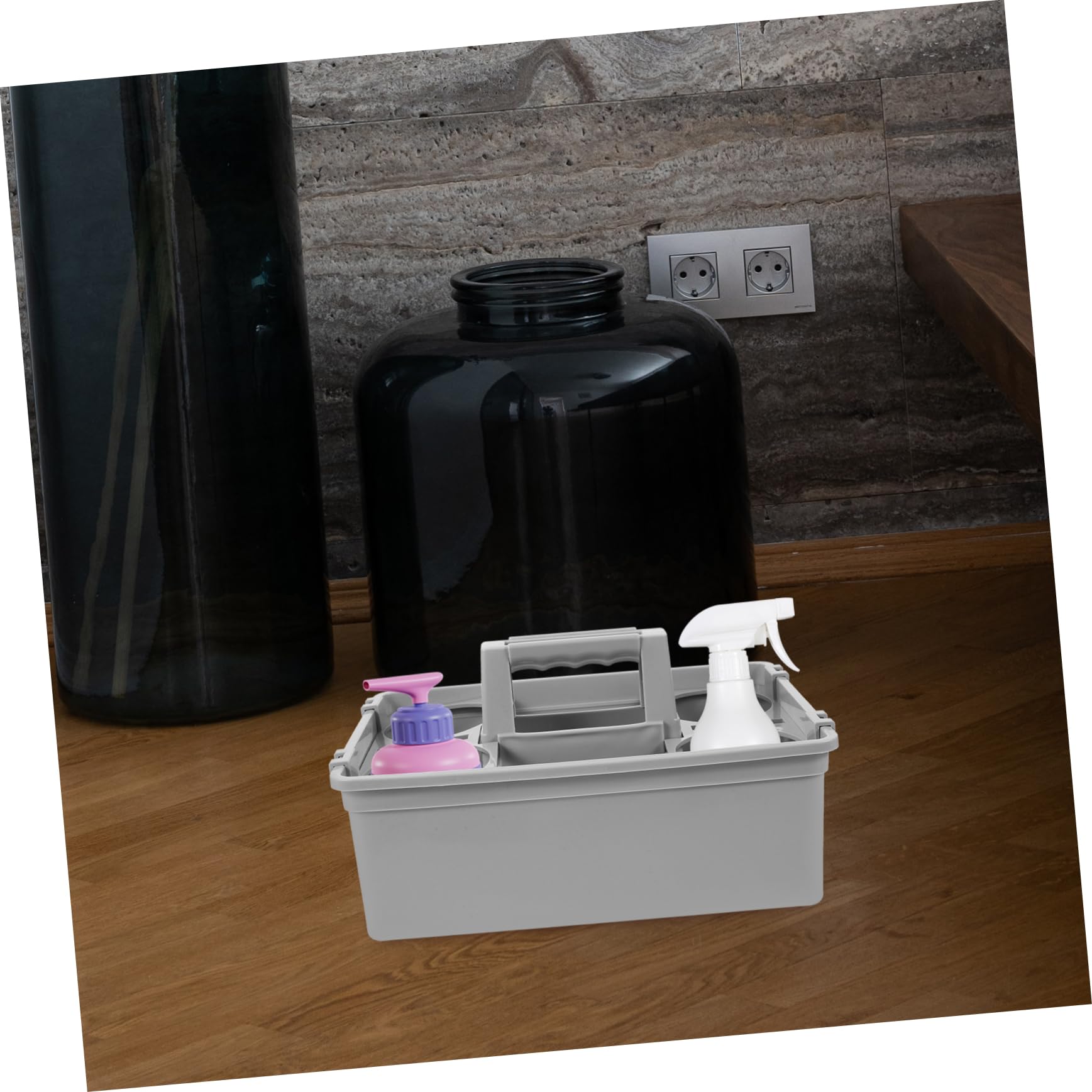 UKCOCO Cesta para Transporte Cómodo de Plástico de Almacenamiento Organizador de Herramientas Compartimentos Separados y Asa Ergonómica Adecuado para Limpieza Hogar