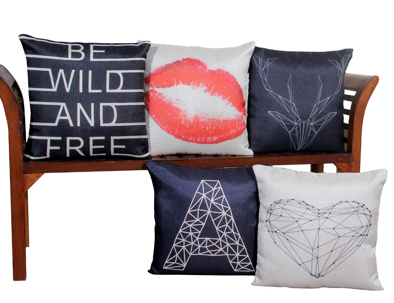 HOMECRUSTCushion Covers (16 x 16 inch) Set of 5 pcs - Alphabets