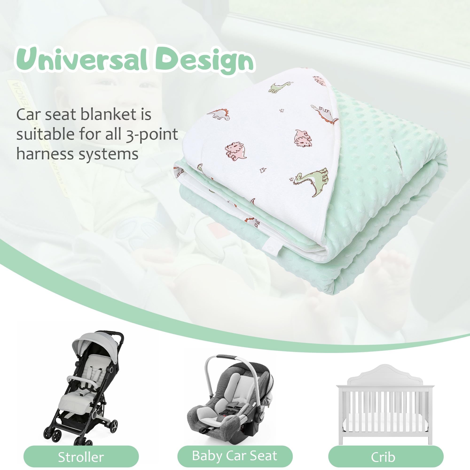 Coperta per Passeggino Universale 90 x 90 cm, Coperta Neonato per Seggiolino Auto, Passeggino, Navicella, con Imbottitura, Adatto per L'autunno e L'inverno