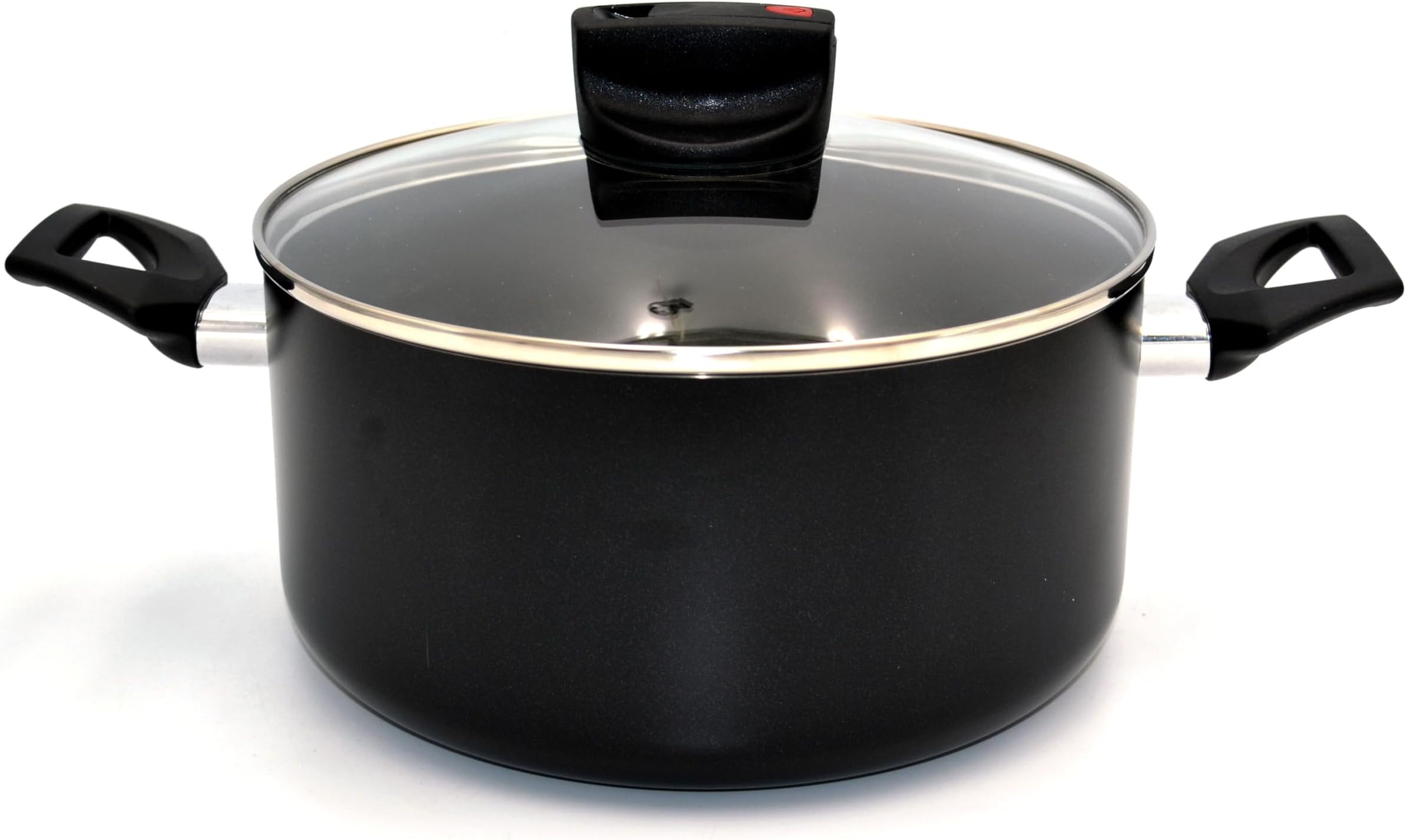 Safecook Nonstick Casserole 30 cm | Aluminum Cooking Pot with Glass Lid | Induction Compatible Cookware | PR22104 - Black