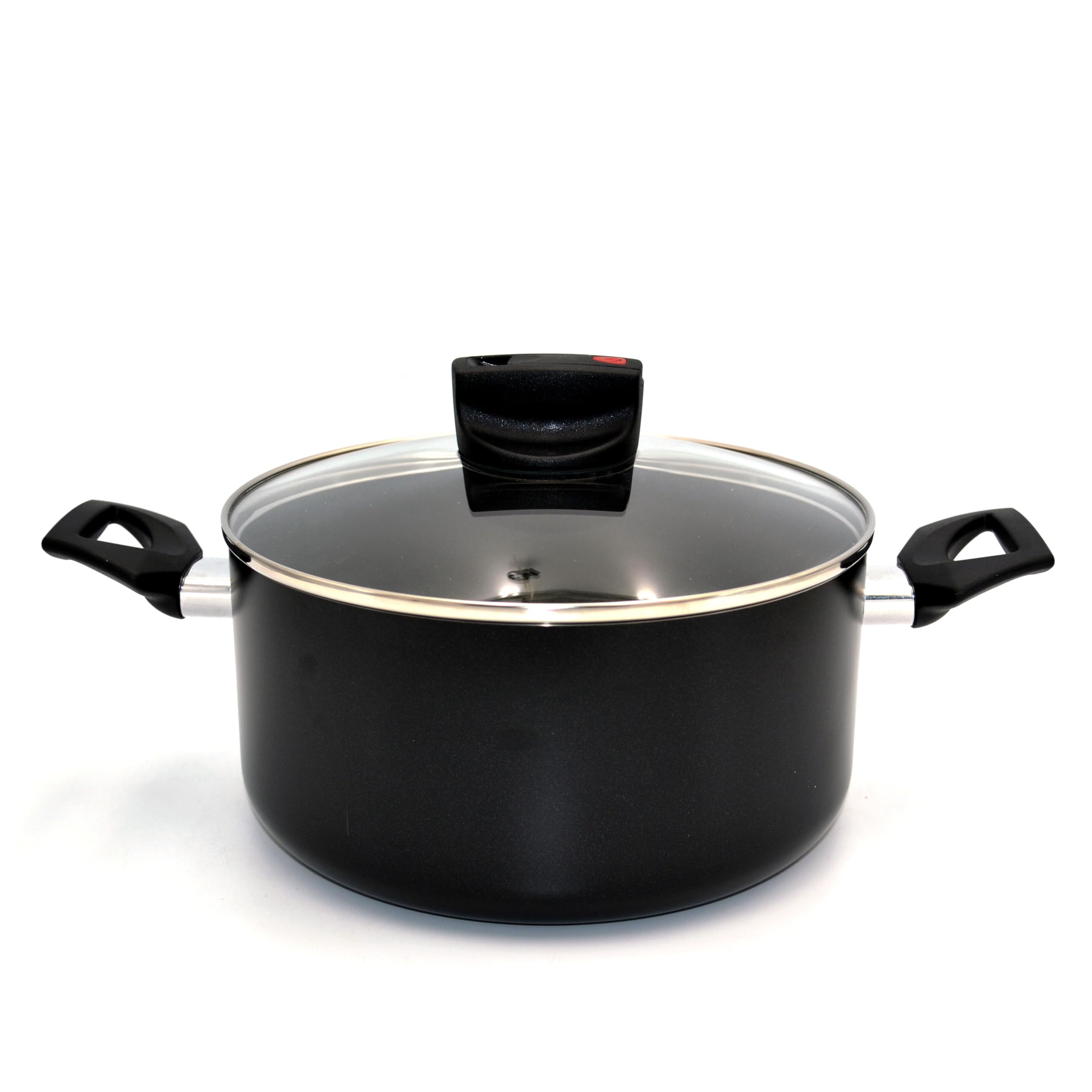 Prestige Safecook Nonstick Casserole 20 cm | Aluminum Cooking Pot with Glass Lid | Induction Compatible Cookware | PR22099 - Black