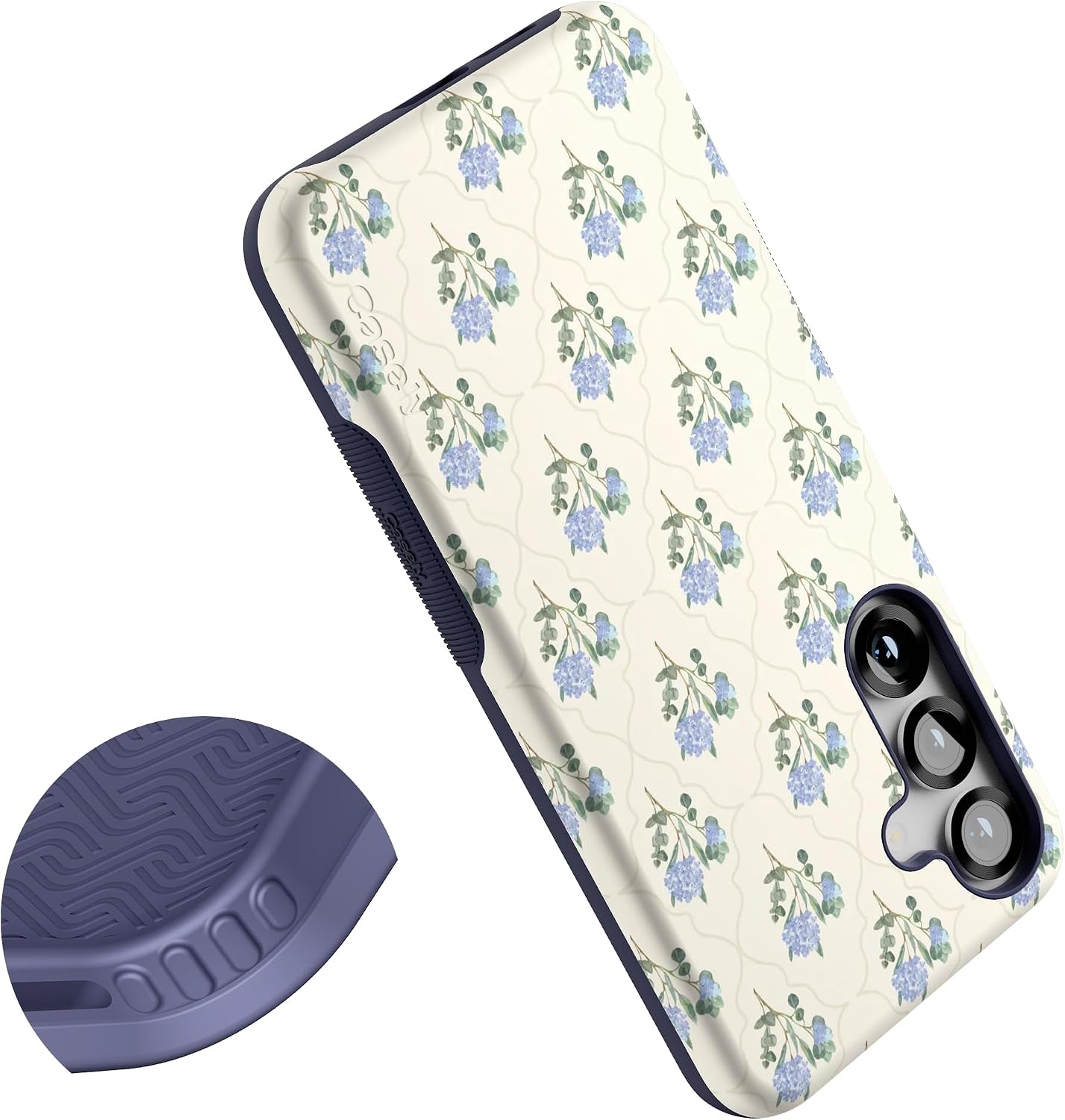 Casely Galaxy S25 Plus Case | Vintage Garden | Blue Hydrangea | Bold Protective Design | Compatible with MagSafe