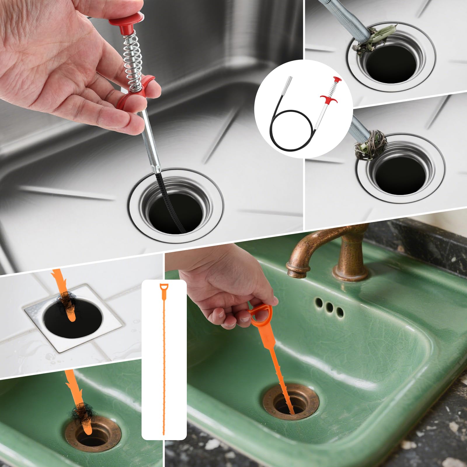 JORETLE 4er-Set Rohrreiniger-Spirale 50 Cm – Flexibel, Wiederverwendbar & Effektiv Gegen Verstopfungen In Küche, Bad Und Dusche