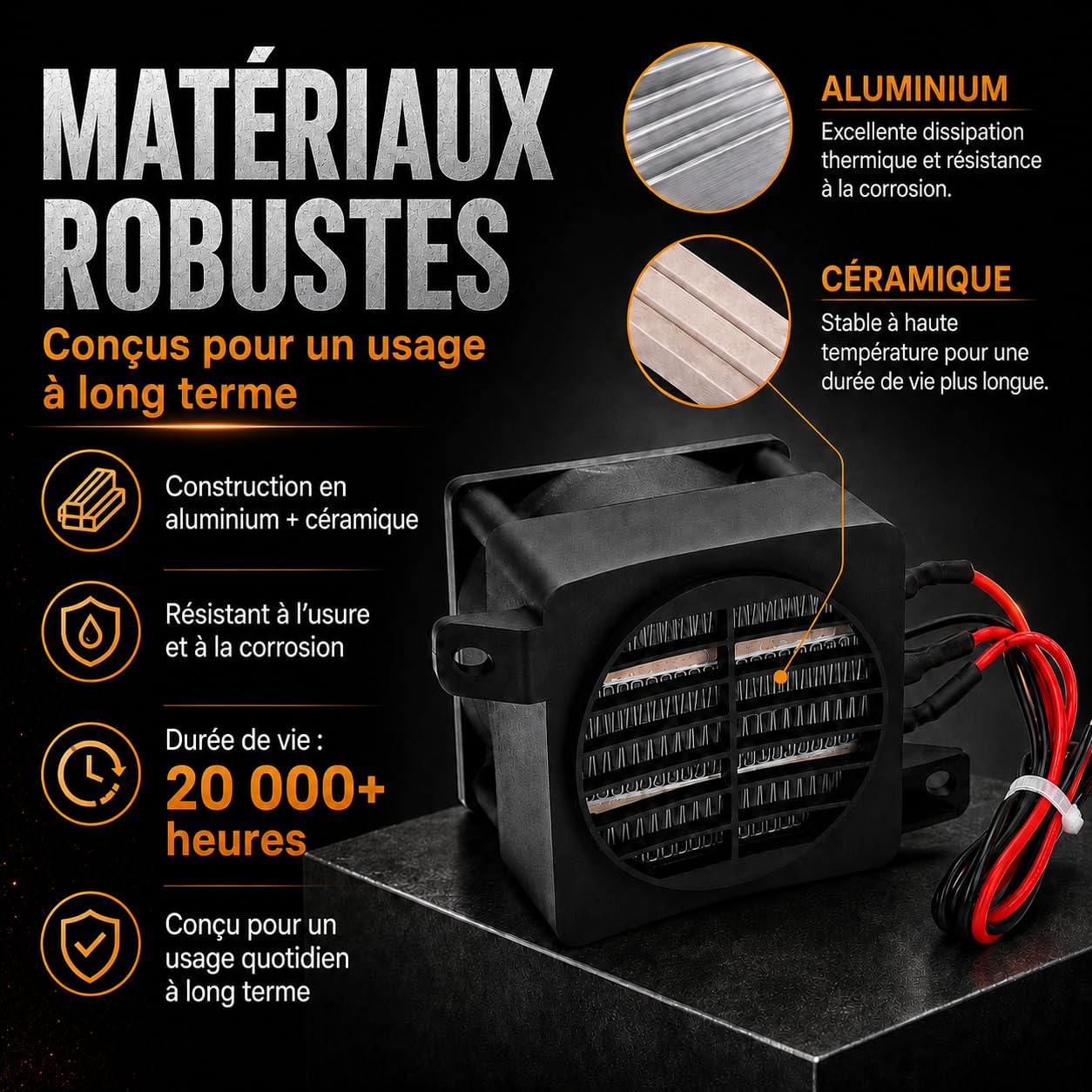 Réchauffeur d’Air PTC, 220 V 300 W Élément Chauffant Céramique avec Ventilateur, Module Chauffant Électrique à Température Constante Thermostat pour Humidificateur, Climatiseur, Appareils Électriques