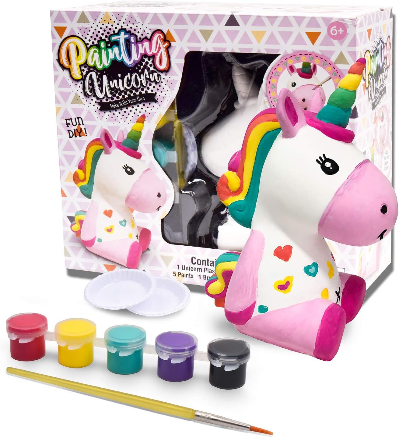 Eduzoo Paint Your Own Unicorn - Creative Arts & Crafts Painting Kit for Girls, 3D DIY Toys Kits for Kids Age 4-12 Years Old, Birthday Gift for Girl, with Glitter Pigment Painting Kits