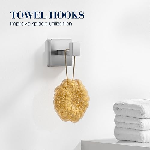 Miniatura 5 de Juego de 7 accesorios de baño de níquel cepillado, accesorios de baño, toalleros para baño, acero inoxidable, montaje en pared de acero inoxidable