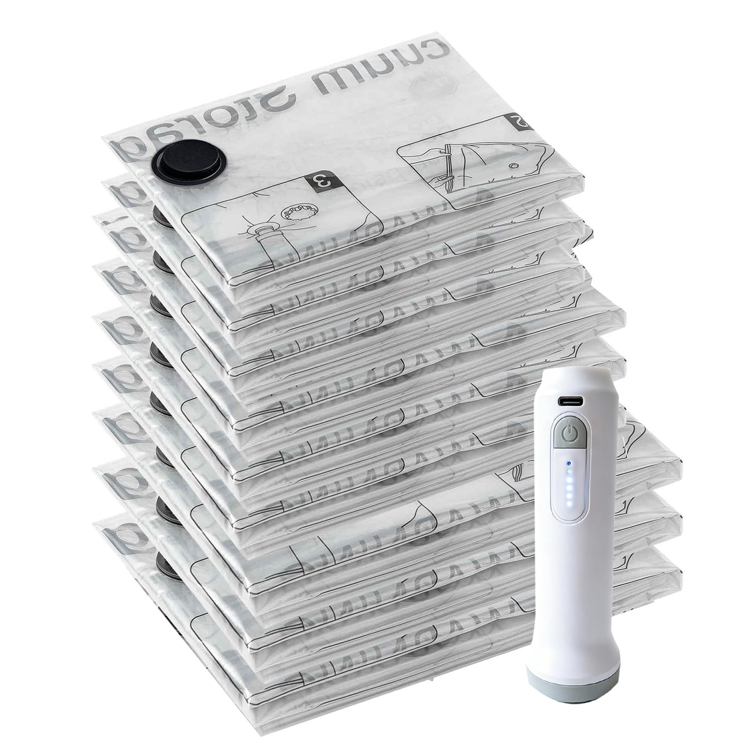 Lot de 9 sacs de compression sous vide PA + PE, gain de place pour bagage à main