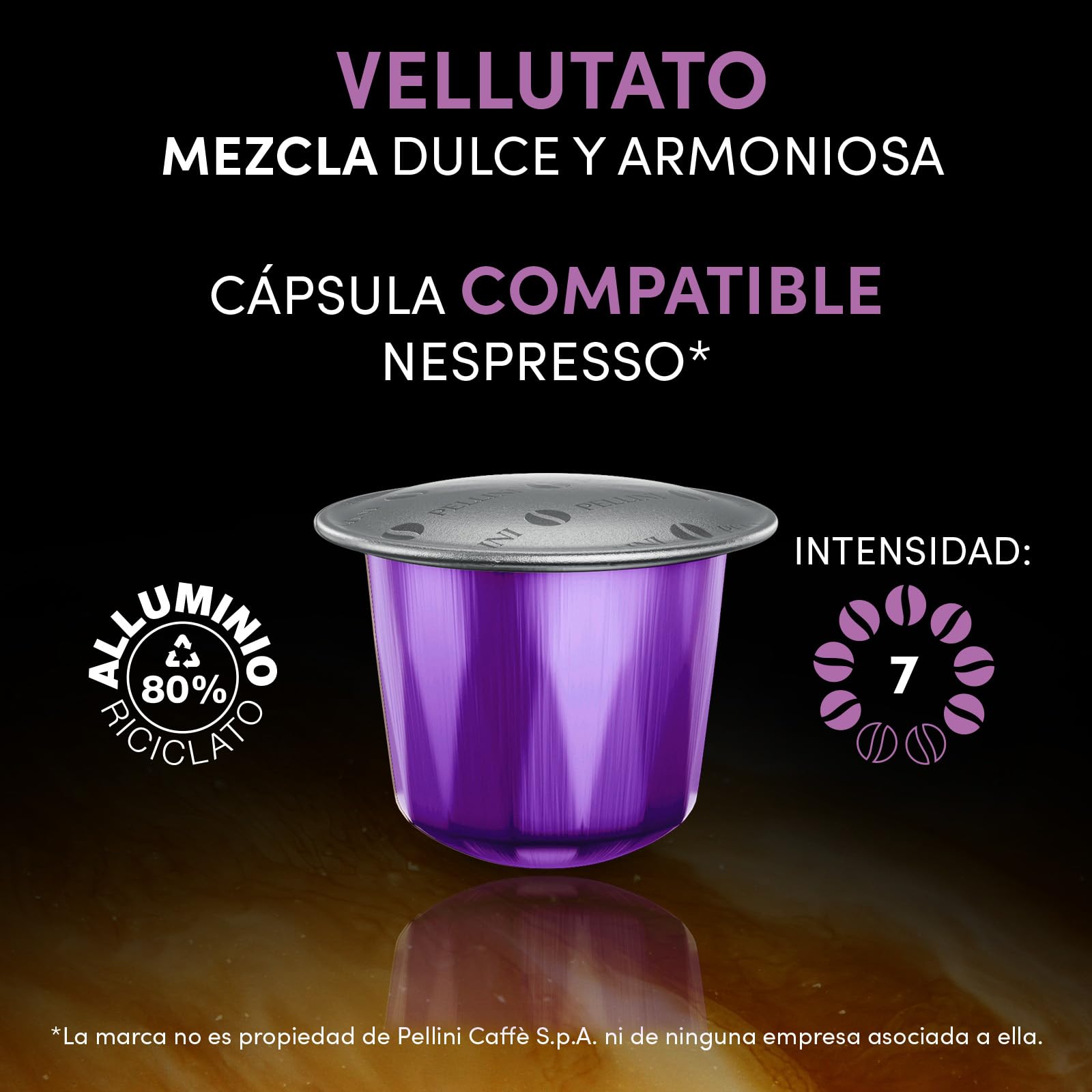 Pellini Vellutato, 250 Cápsulas de Aluminio compatibles con Nespresso, Mezcla de café Arábica y Robusta, con notas de frutos secos y regaliz, 5 paquetes de 50 cápsulas