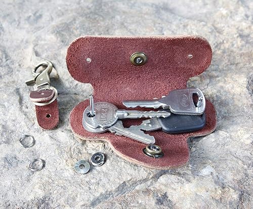 Vista 6 de Upgraded Minimalist Leather Key Case Securely Prevents Falling Off Key Holder Key Organizer