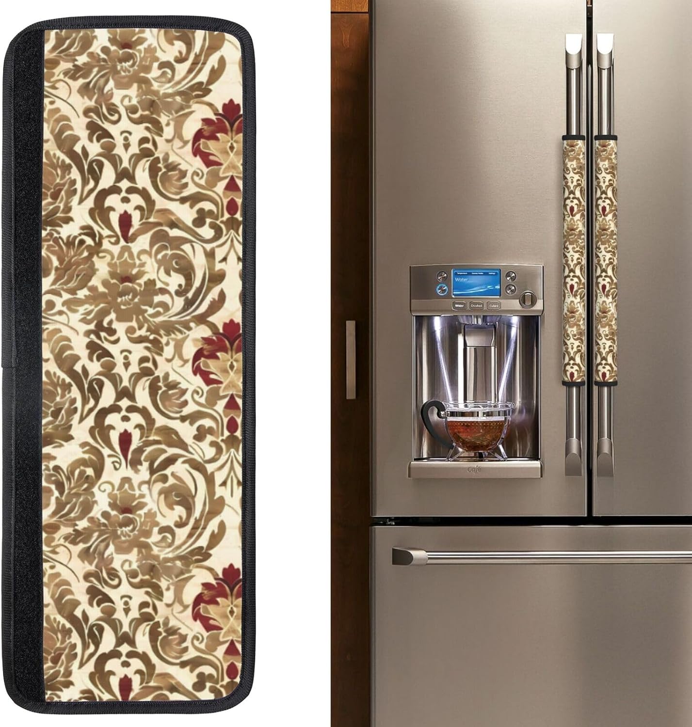 Refrigerator Handle Covers Vintage Gold Floral Fridge Handle Covers Set of 2 Refrigerator Door Handle Covers for Kitchen Decor Door Handle Covers for Oven Dishwasher