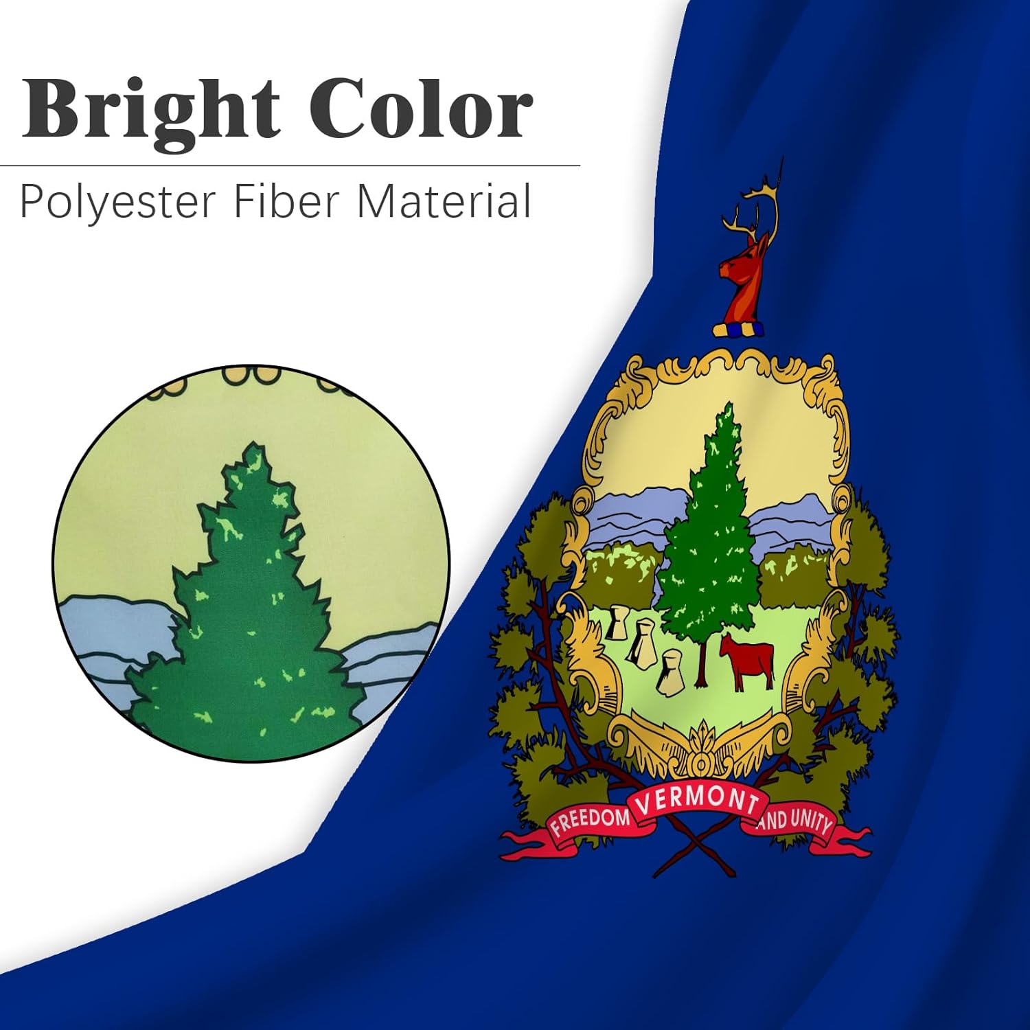 Vermont State Flag 3x5 Outdoor Double Sided State of Vermont Flags 3 Layers 240D Polyester Sewing 4 Rows of Thread with Durable Canvas Header and Brass Grommets Vermont Decor for Indoor Wall Room