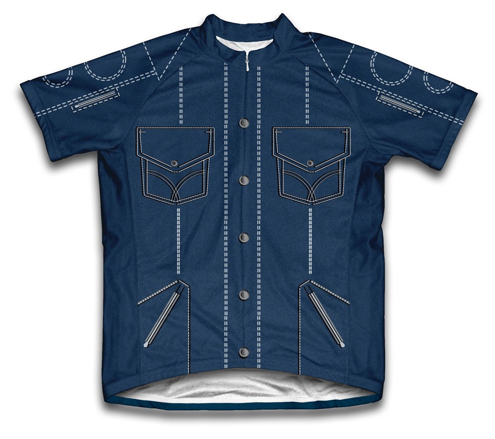 ScudoPro Jean Shirt Short Sleeve Cycling Jersey for Youth - Size XS Blue
