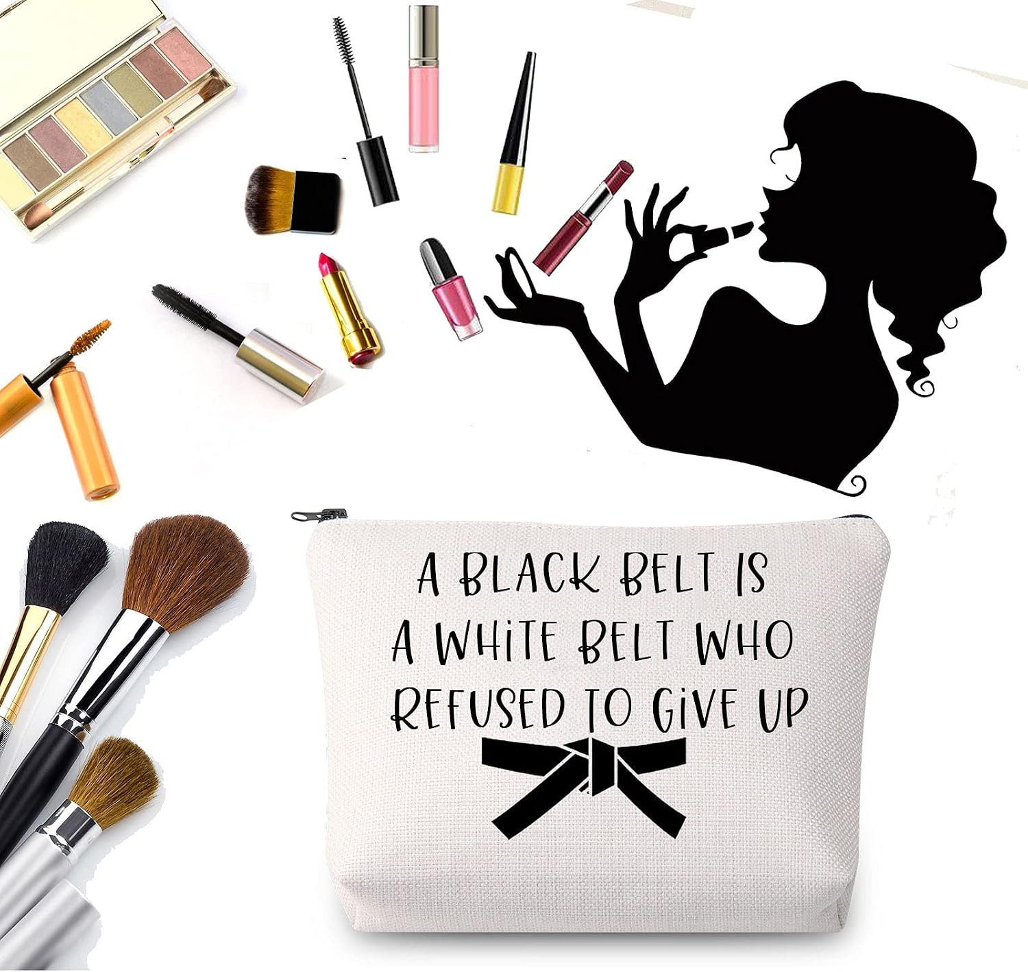 Martial Arts Taekwondo Karate Gifts Jiu Jitsu Gift A Black Belt is A White Belt Who Refused to Give Up Cosmetic Bag Black Belt Taekwondo Fighter MMA Judo Gifts - Image 5