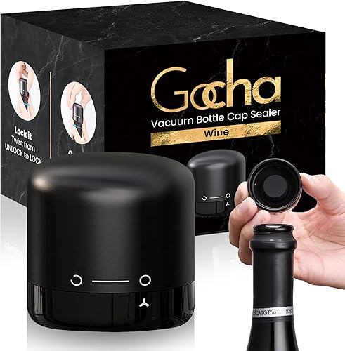 GOCHA - Conservador de vino integrado al vacío, protector universal de champán y vino, parte superior giratoria de silicona de 1.5 pulgadas,