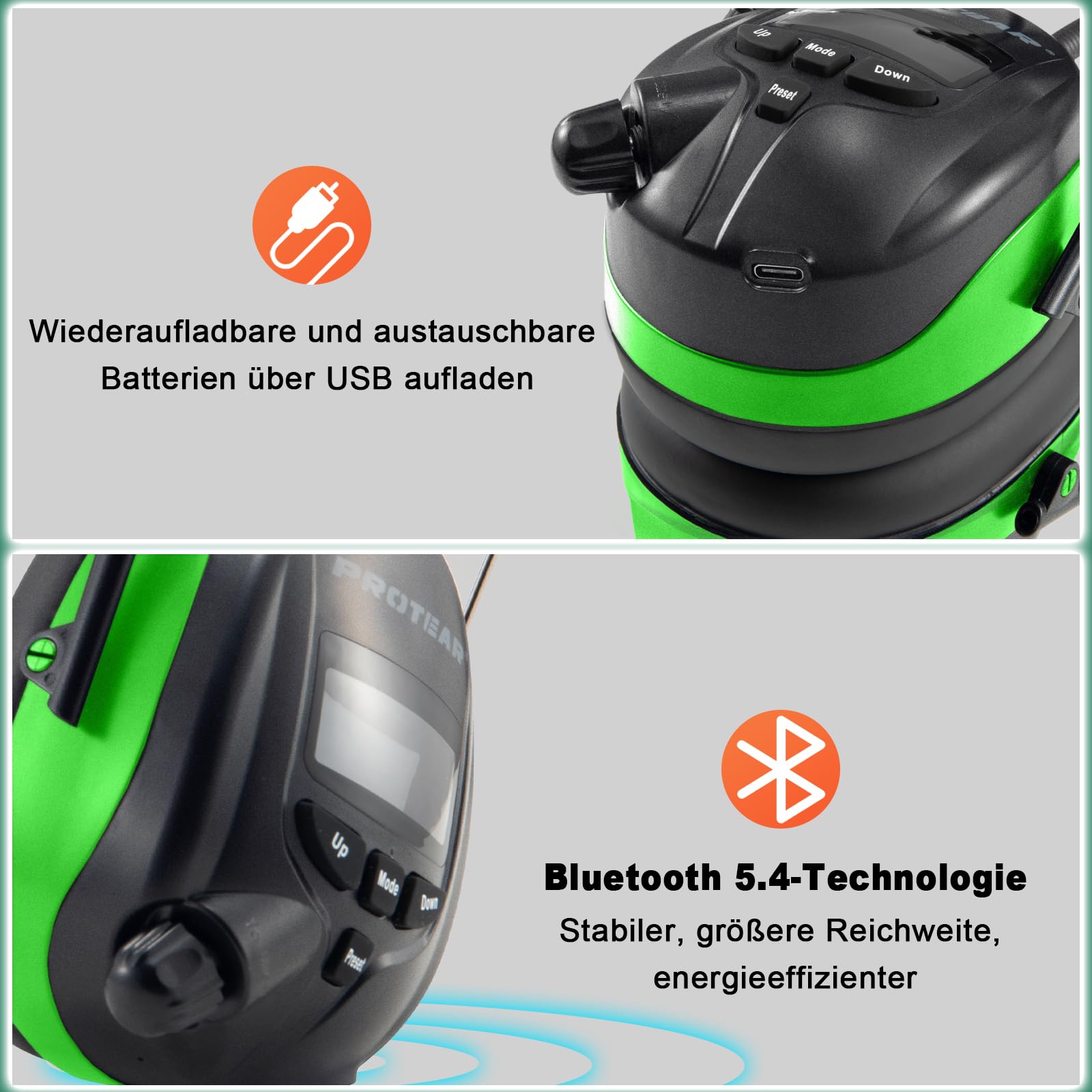 Cuffie Antirumore Bluetooth con radio DAB/DAB+/FM, microfono integrati, per taglio, segatura, officina,SNR 30dB