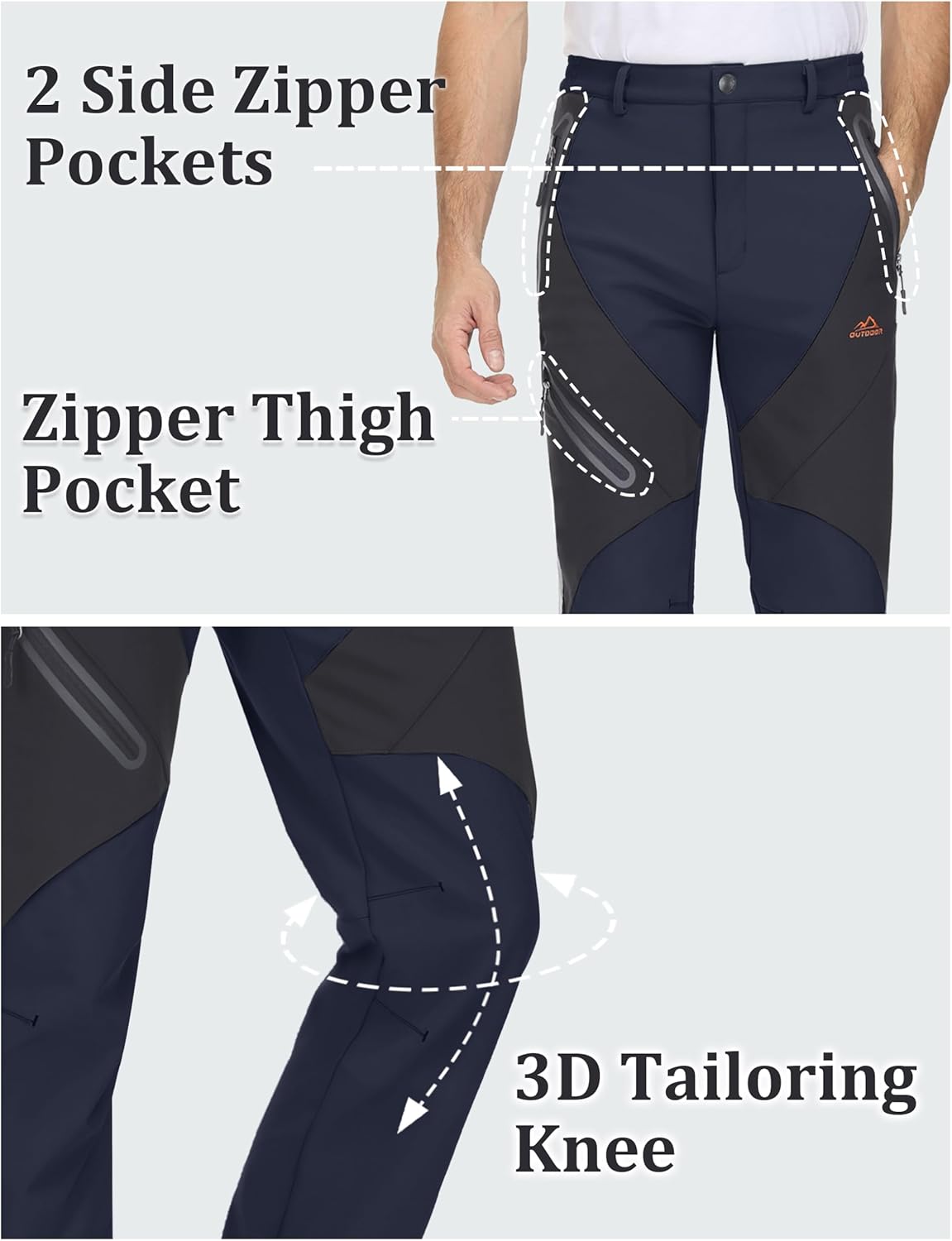 TACVASEN Men's Skiing Snow Pants Fleece Lined Waterproof Winter Insulated Hiking Pant for Outdoor Work Hunting Cargo - Image 5