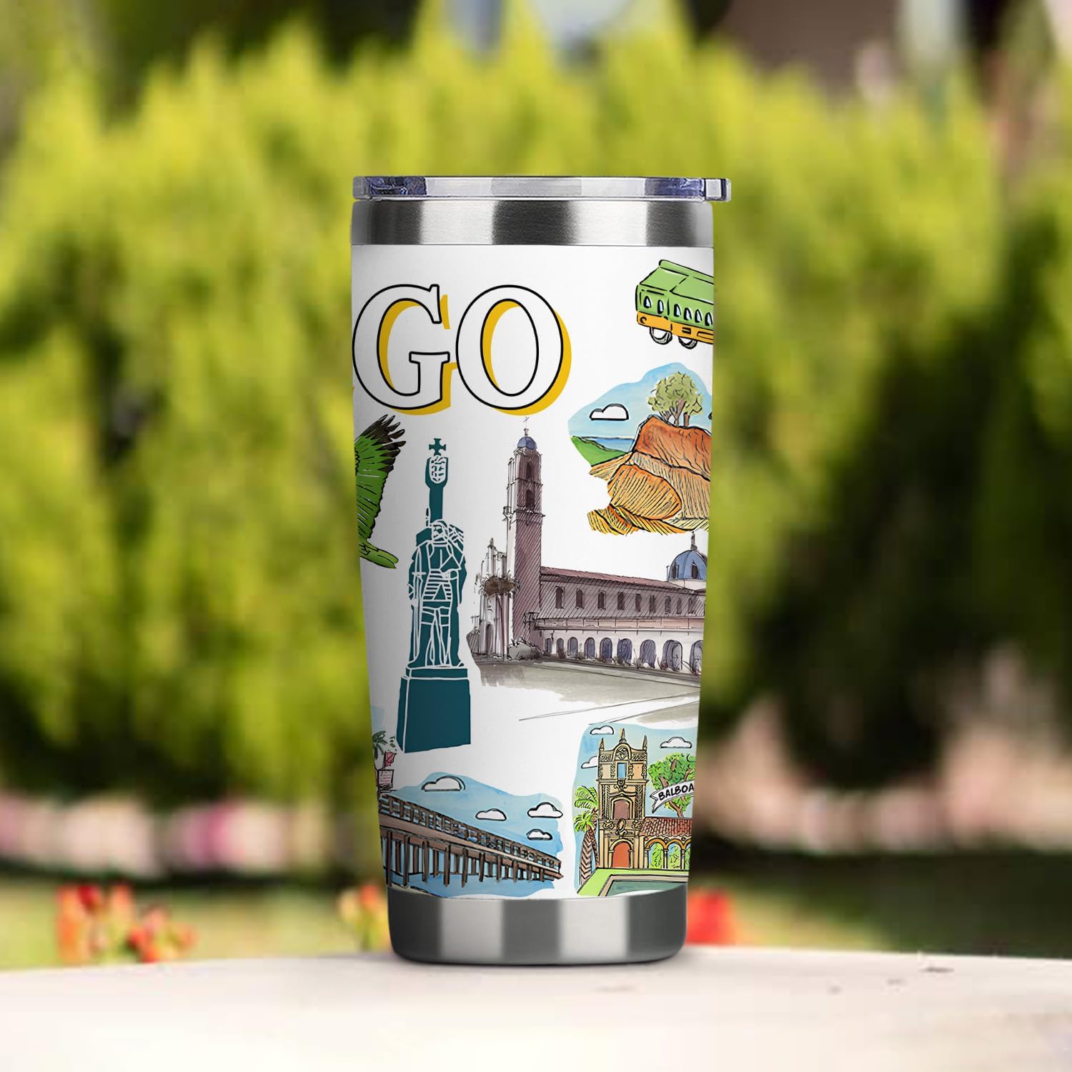 City Tumbler for City Lover,20oz Double Wall Vacuum Insulated Stainless Steel Coffee Cups (San diego) - Image 3