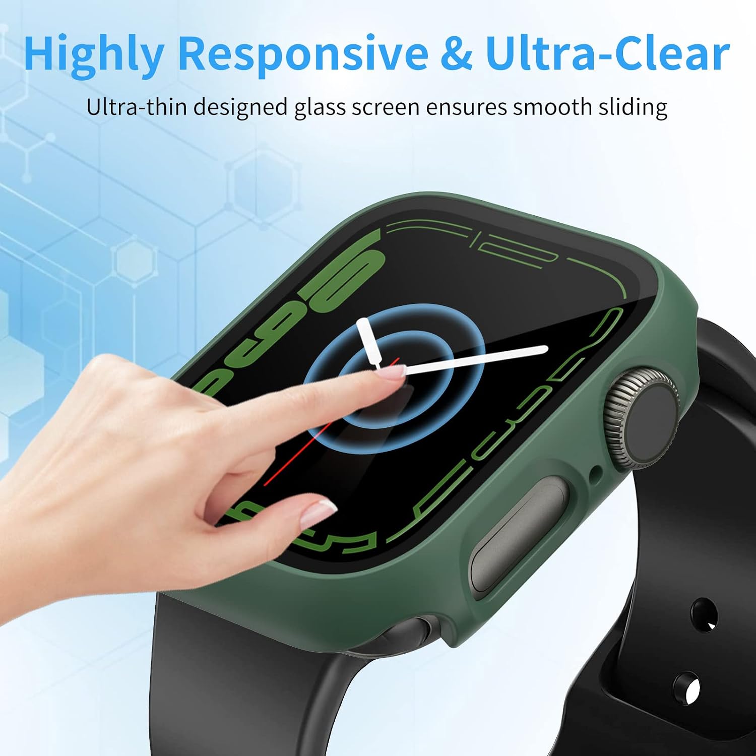 ZEBRE [4-Pack] Hard PC Case Compatible with Apple Watch Series 8 & 7 45mm with Tempered Glass Screen Protector, Full Coverage Protective Cover Bumper Accessories Compatible with iWatch 8/7 45mm