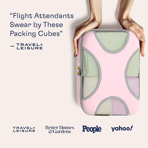 Miniatura 3 de Shacke Juego de 8 cubos de equipaje de alta calidad, organizadores de equipaje de viaje de malla ligera con bolsa de lavandería, sistema