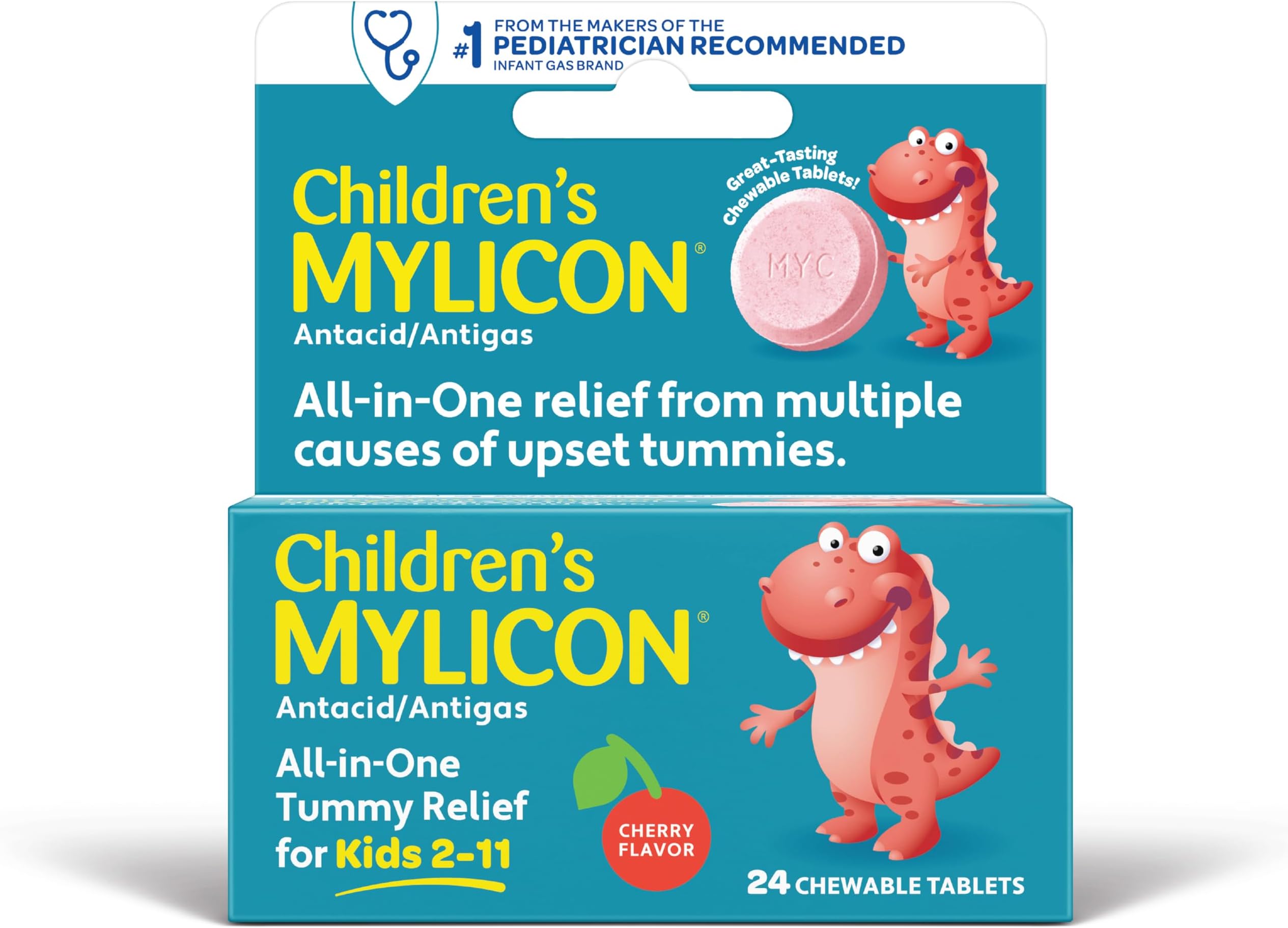 Children's Tummy Relief for Kids, 24 Cherry Flavored Chewable Tablets