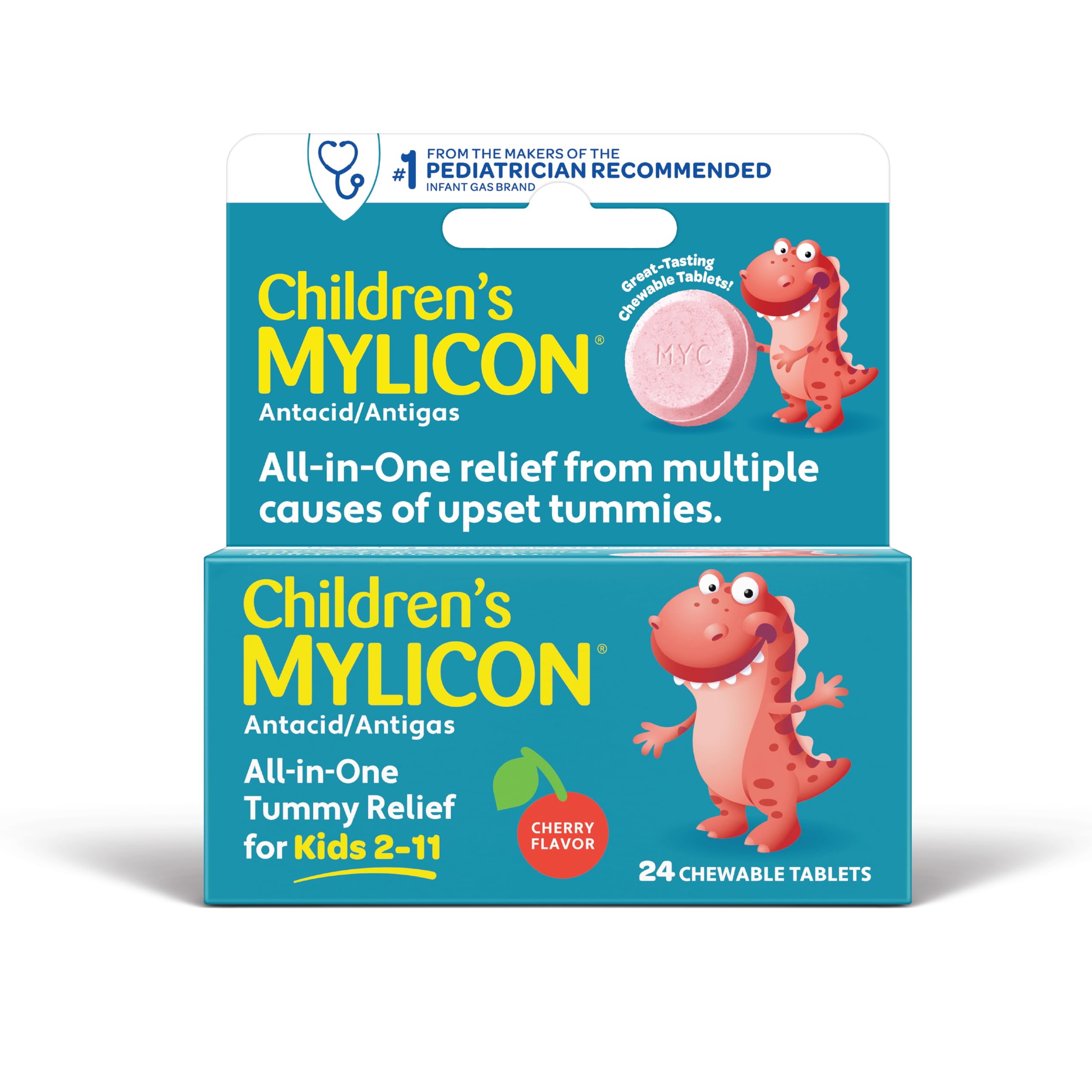 Children's Tummy Relief for Kids, 24 Cherry Flavored Chewable Tablets