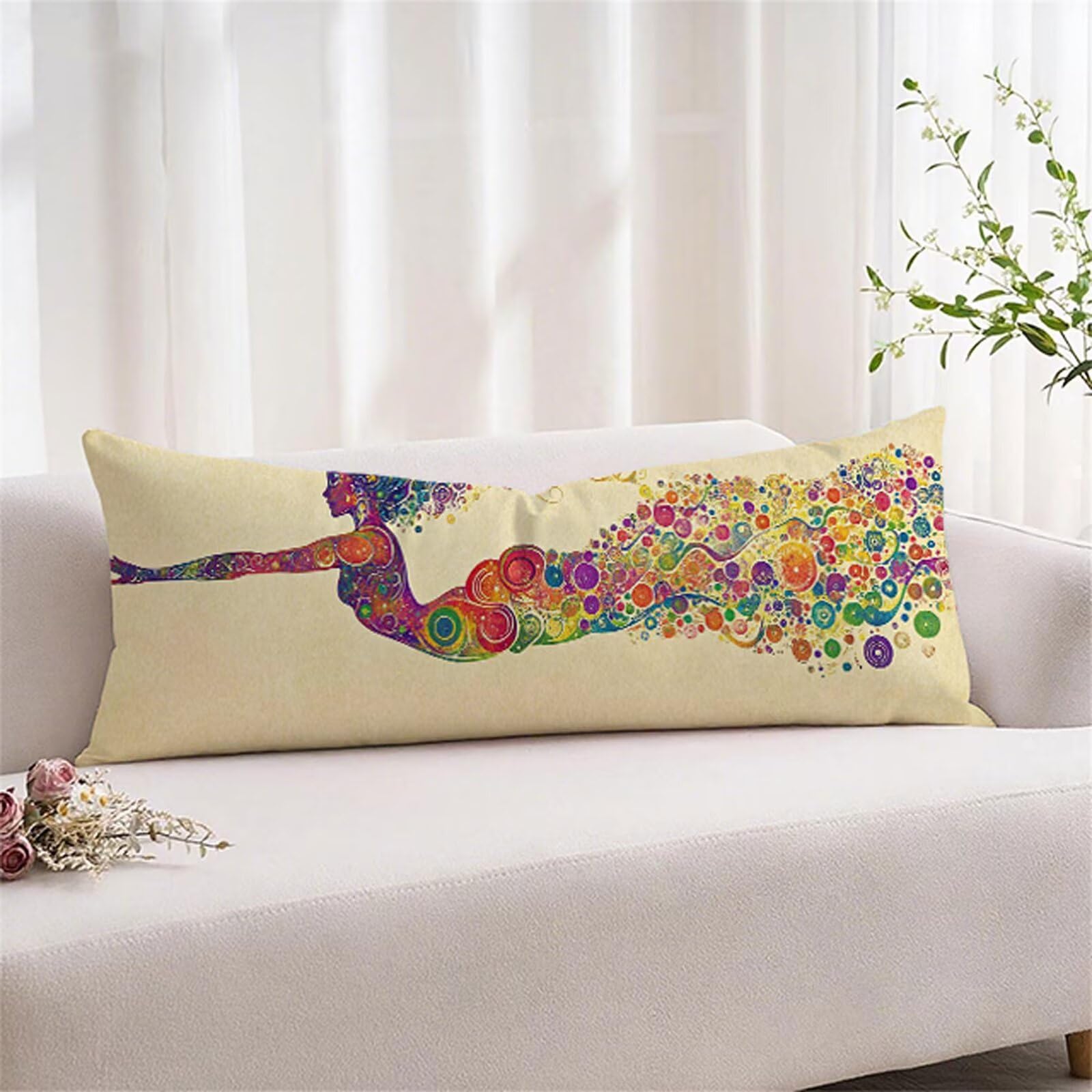 Poszewka na poduszkę 80 x 240 cm, kremowa poszewka na poduszkę 80 x 240 cm, bardzo miękka i oddychająca, nadruk dwustronny, poszewka na poduszkę z zamkiem błyskawicznym, dziewczynka xz-923
