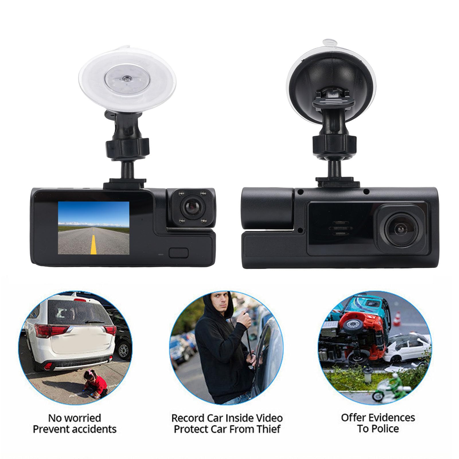 VBESTLIFE Kamera Deska Rozdzielcza, Podwójne Nagrywanie Soczewek 1080p z Przodu i 720p Wewnątrz Obiektywu z Wi -Fi, Rejestrator Samochodu z kartą Pamięci 32 GB