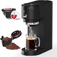 Electactic Single Serve Coffee Maker: K-Cup Pods & Ground Coffee, 6-14oz Brews, Compact 14oz Reservoir for Home Office Travel, Black