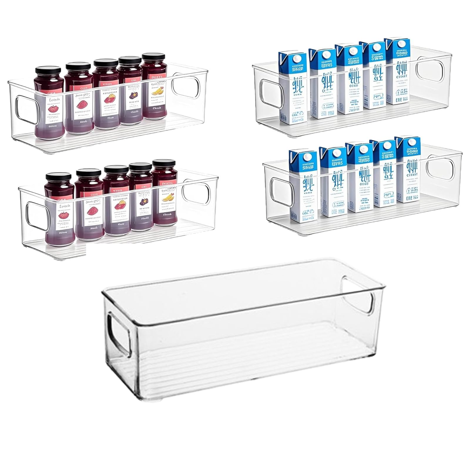 2 Pezzi Contenitori Alimentari Organizer, Contenitori Frigo Impilabili, Organizer Frigorifero Trasparenti, per Frigoriferi, Congelatori e Armadietti