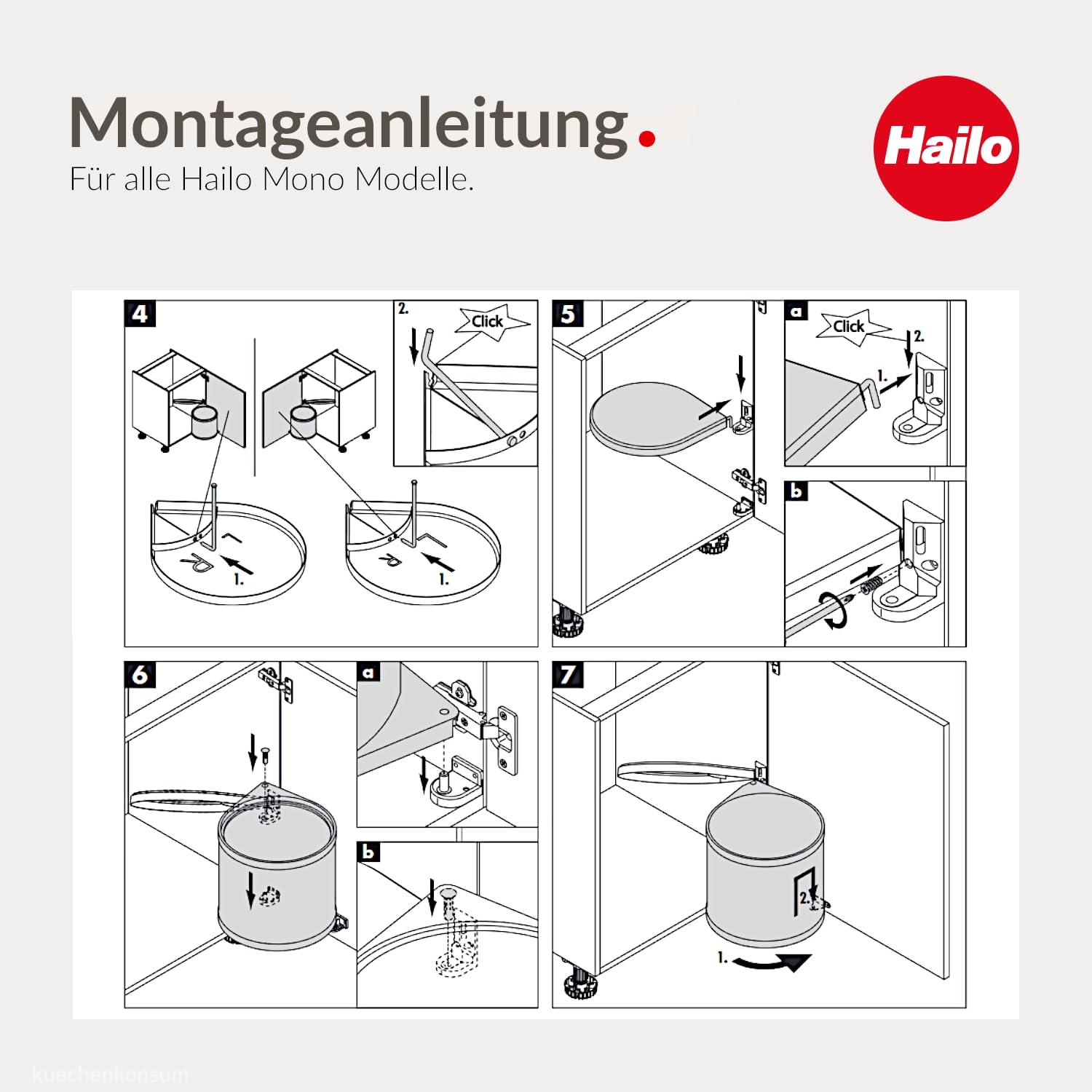 Hailo Abfallsammler 3512031 | Mono Schwenkeimer 12 Liter mit Schwenkautomatik | Einbau ab 40 cm Unterschrank mit Drehtür | Küchenabfallsammler | Kunststoff Schwarz | Mülleimer für Unterschrank