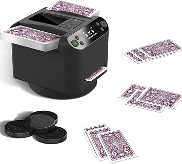 Automatic Card Shuffler & Dealer Machine|2-in-1 360  Rotating Card Dealer|4 Wireless Dealer Buttons|Playing Card Dispenser |Playing Card Table Accessories