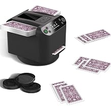Automatic Card Shuffler & Dealer Machine|2-in-1 360  Rotating Card Dealer|4 Wireless Dealer Buttons|Playing Card Dispenser |Playing Card Table Accessories