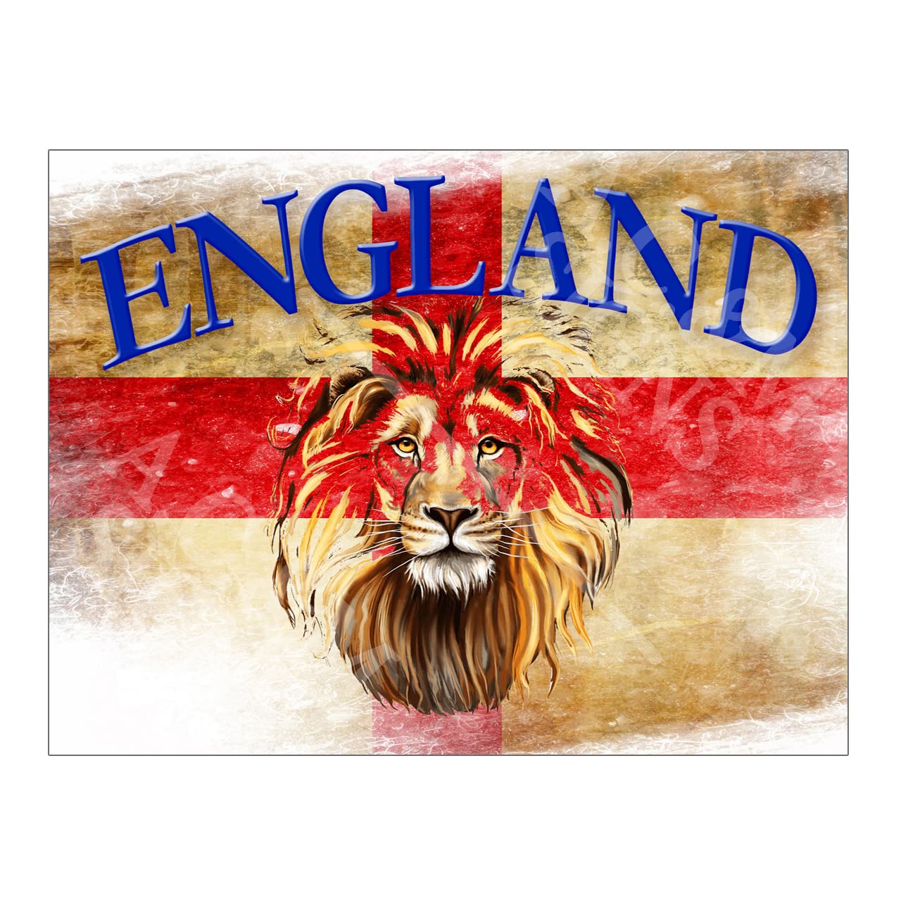 Metal Sign Plaque Print Poster World Cup England Lion Head St George Cross Vintage Style Football Gift Dad Man Cave Shed Home Bar Ref13863 (10x8 inches (Approx) 25cmx20cm)