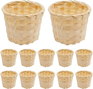 MDEOOSKY 12pcs Mini Woven Bamboo Basket Desktop Clutter Organiser 2.2 x ...
