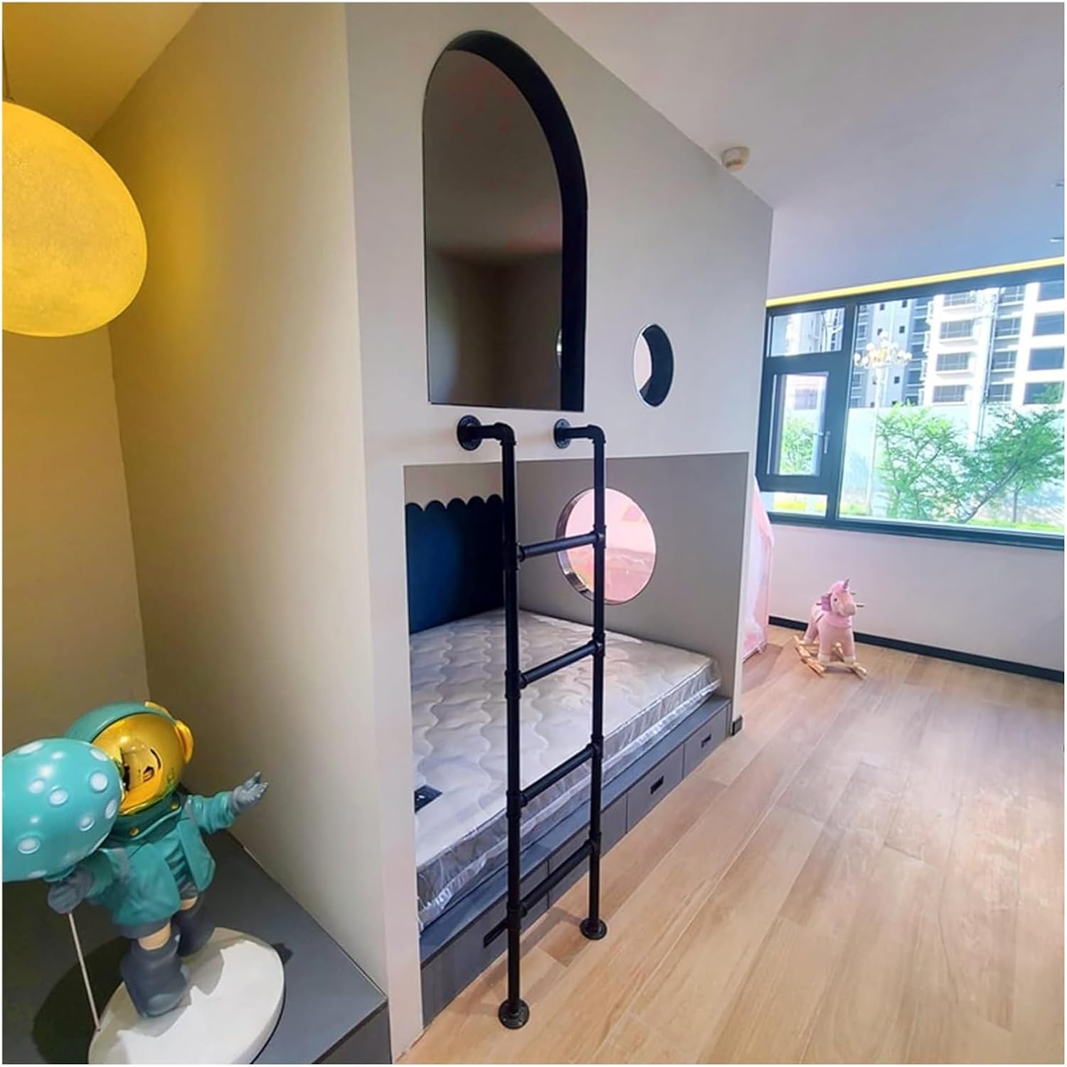 Durable Metal Bunk Bed Ladder 70in Replacement for Elevated Beds Sturdy Steps & Stairs Ideal for Bunk Beds Heavy Duty Design Easy Installation (178cm)
