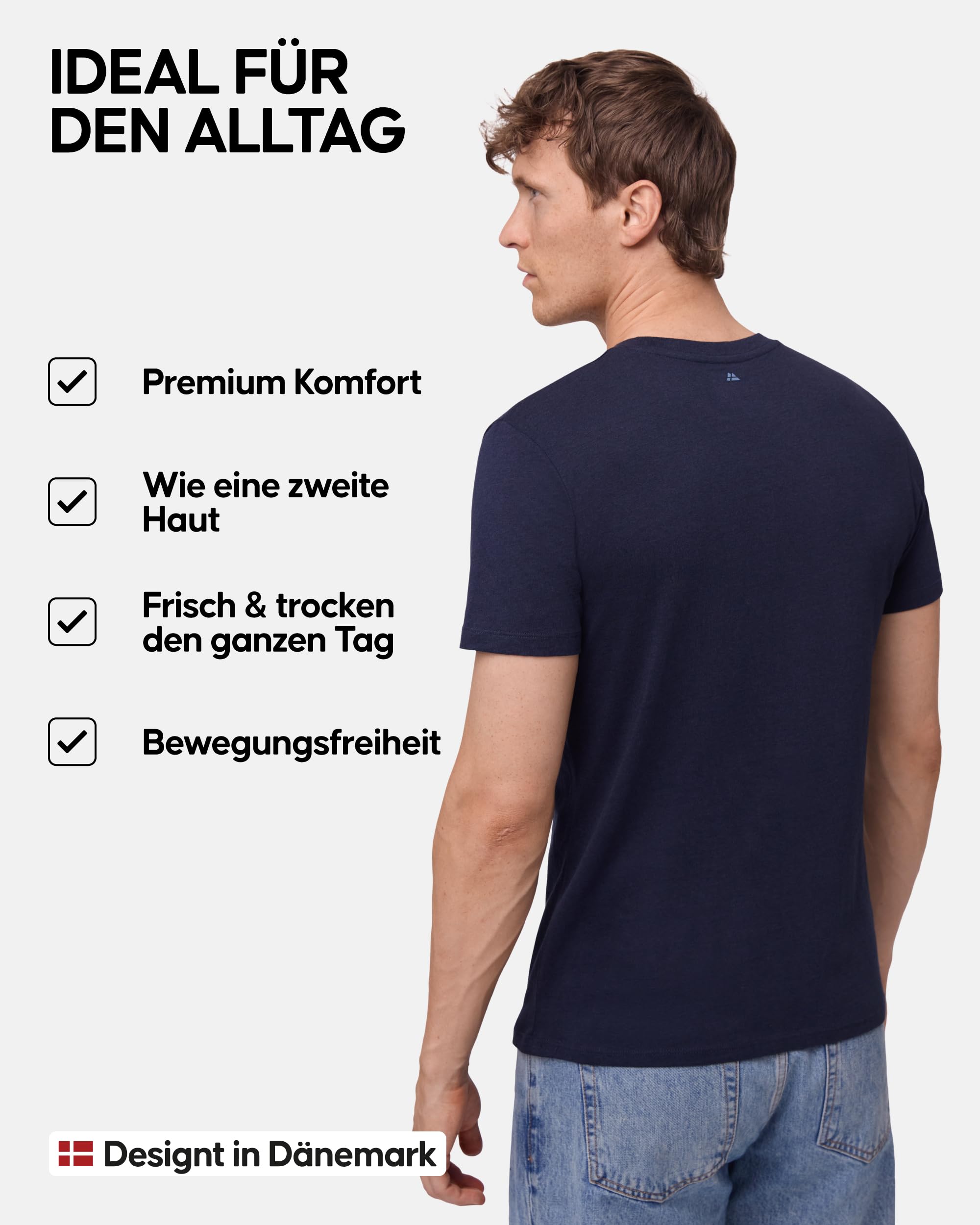 DANISH ENDURANCE Kurzarm Herren T Shirt aus Modal & Bio-Baumwolle, Rundhals-Ausschnitt, Atmungsaktiv & Stretch, 1er, 2er oder 4er Pack