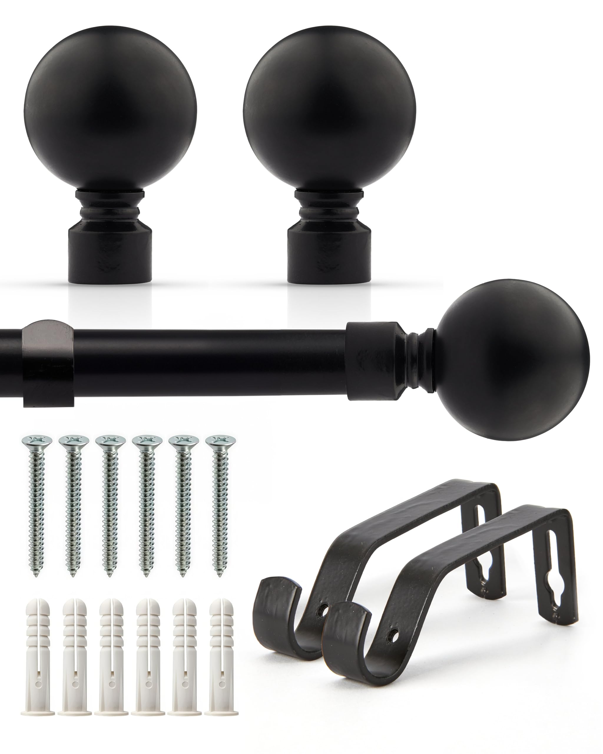 Emma Barclay  Black Curtain Pole Extendable Ball in Size 1.2 - 2.1m, Sports Direct