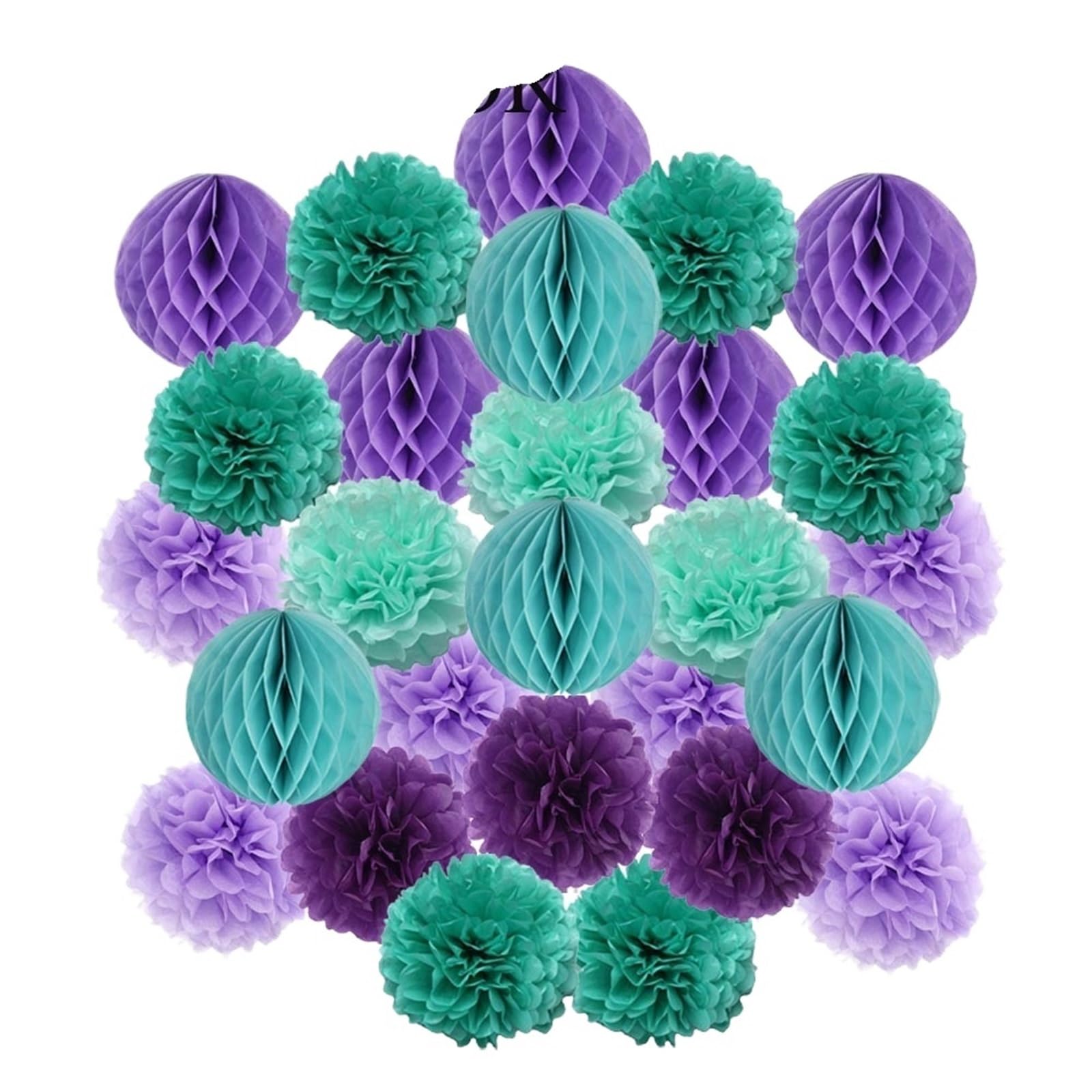 Paper Pom Poms Wedding Ceremony DIY Decoration Hanging Round Ball Honeycomb Paper Pompom for Baptism Birthday Party Favor(Purple Min,10inch(25cm))