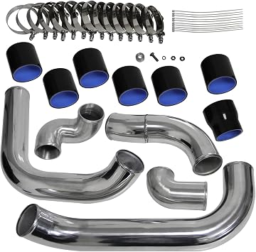 Turbo Intercooler Piping Kit For Toyota Chaser Cresta Mark II JZX90 92-96;JZX100 96-01 Type 24E 1JZ-GTE Engine 2.5L Turbo Silver-Black