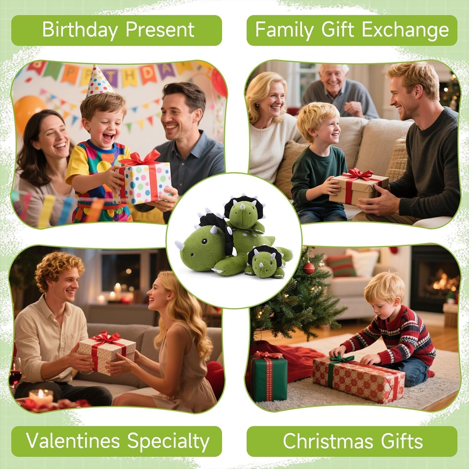 SQEQE Weighted Triceratops Dinosaur Plush, Weighted Stuffed Animal Dinosaur for Comforting Hugs, Soft Plushie Toy Pillow Gift for Kids, Valentines Birthday Decoration 23.6 Inch, 3.8 Lb