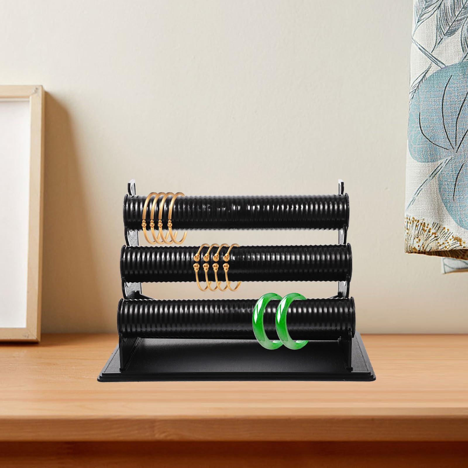 VILLCASE Estante para Pulseras y Relojes de Pvc Negro Desmontable 3 Niveles y Barras de Trabajo Adecuado para Baño y Dormitorio