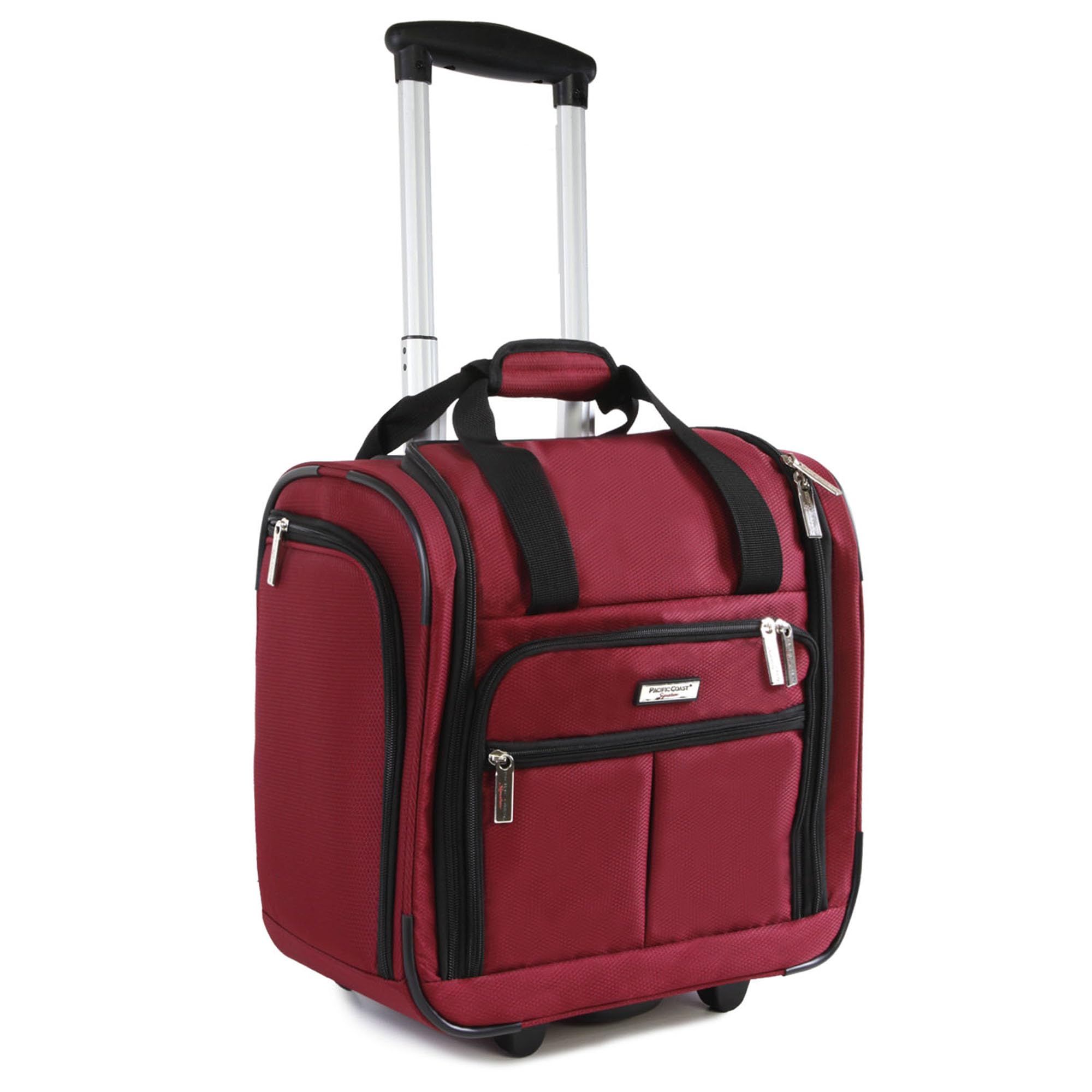 Pacific CoastSignature Underseat 15.5" Rolling Tote Carry-on, Crimson