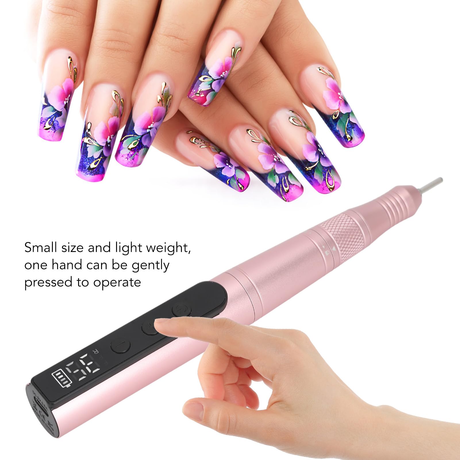 35000 U/min Wiederaufladbarer Elektrischer Nagelschleifstift-Nagelpolierer (Rosa)