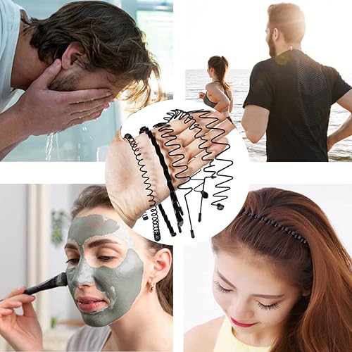 Miniatura 6 de BOYIVI 15 diademas de metal para hombres y mujeres, unisex, bandas ajustables para el cabello, accesorios para el cabello ondulado, aro