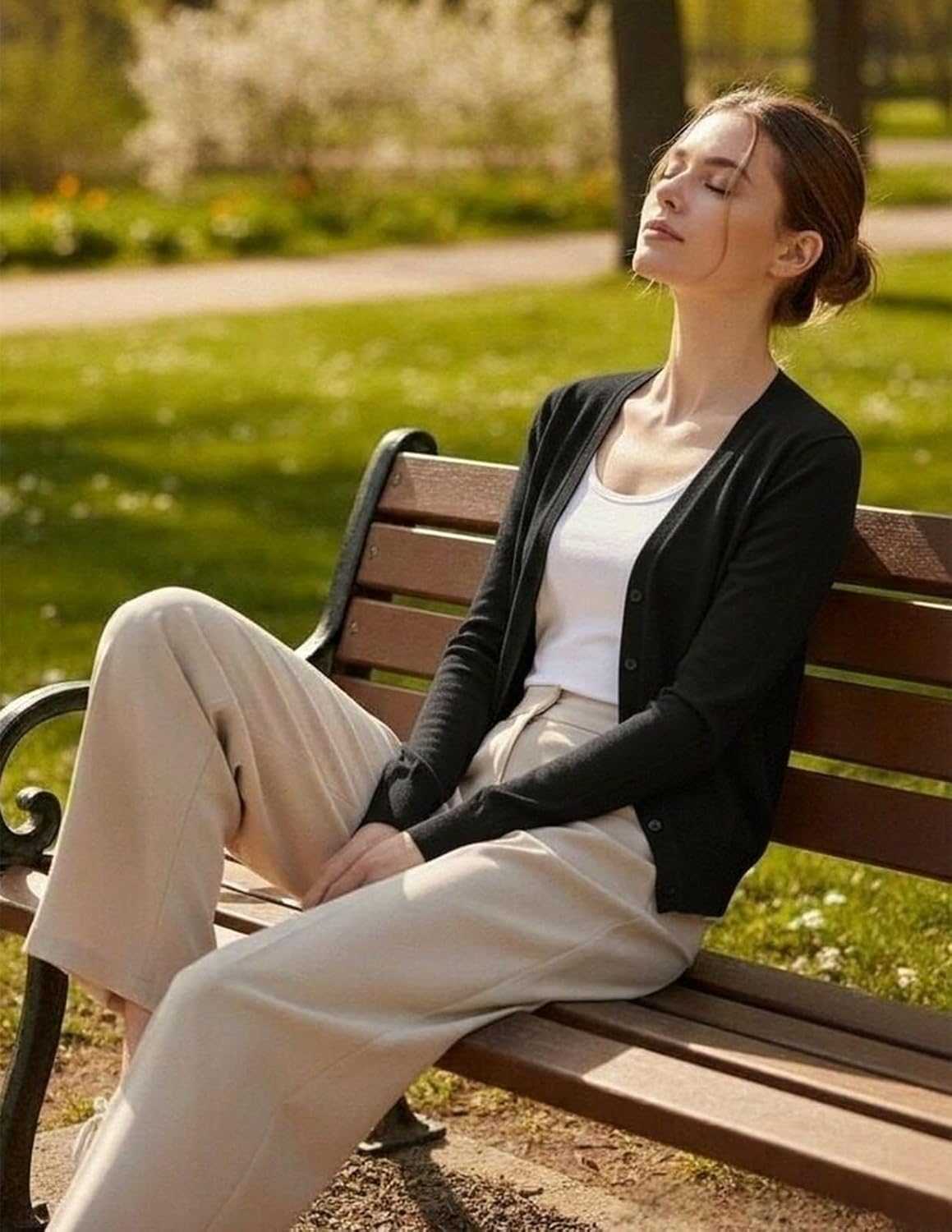 GRACE KARIN Women's Lightweight Cardigan Sweater Button Up Long Sleeve V Neck Sweater Jacket Open Front Casual Knit Shrug - Image 7