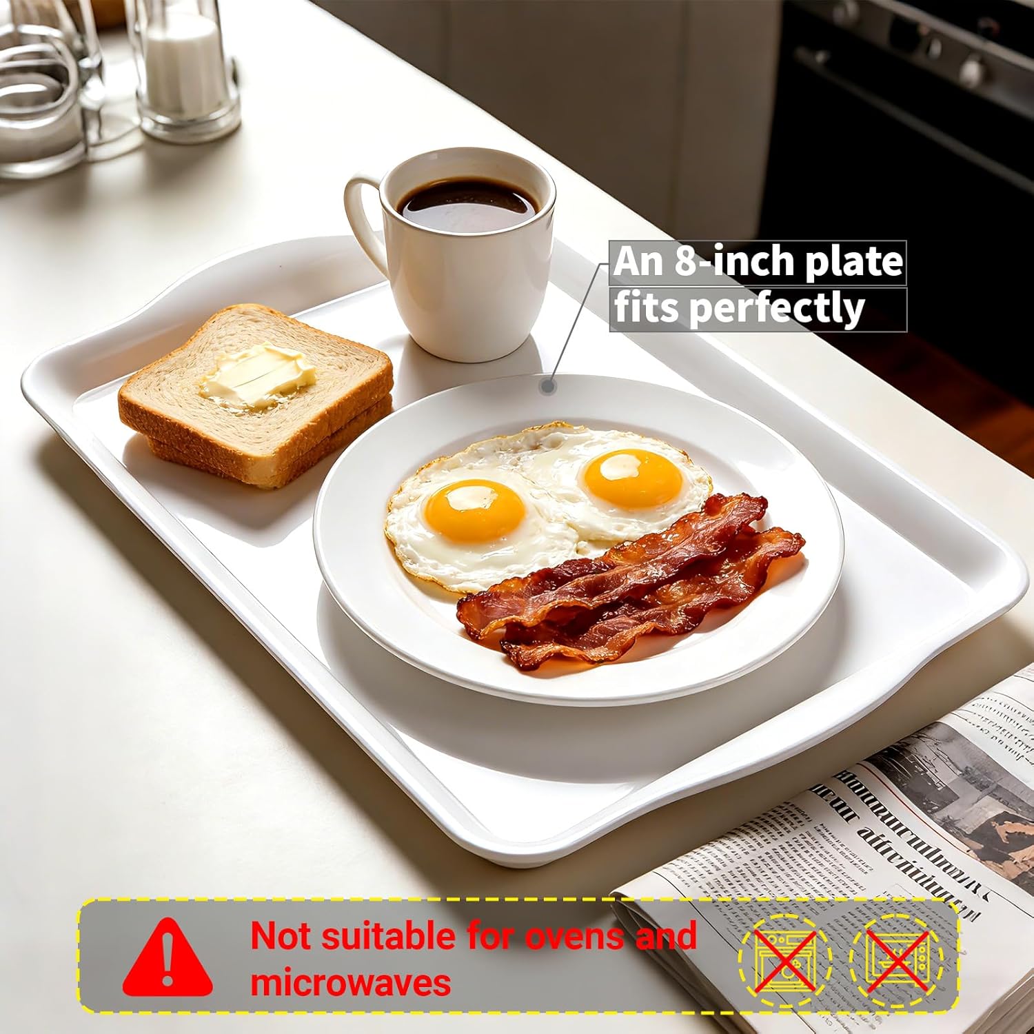 Melamine Serving Tray 8x11.7 Inch Small Durable Multipurpose Rectangle Tray for Dining Table, Kitchen, Office, Bathroom - Easy to Clean & Shatterproof,Set of 2