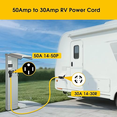 Miniatura 18 de Cable adaptador de interruptor de transferencia de generador de 30 amperios, resistente STW calibre 10, NEMA TT-30P macho a L14-30R hembra