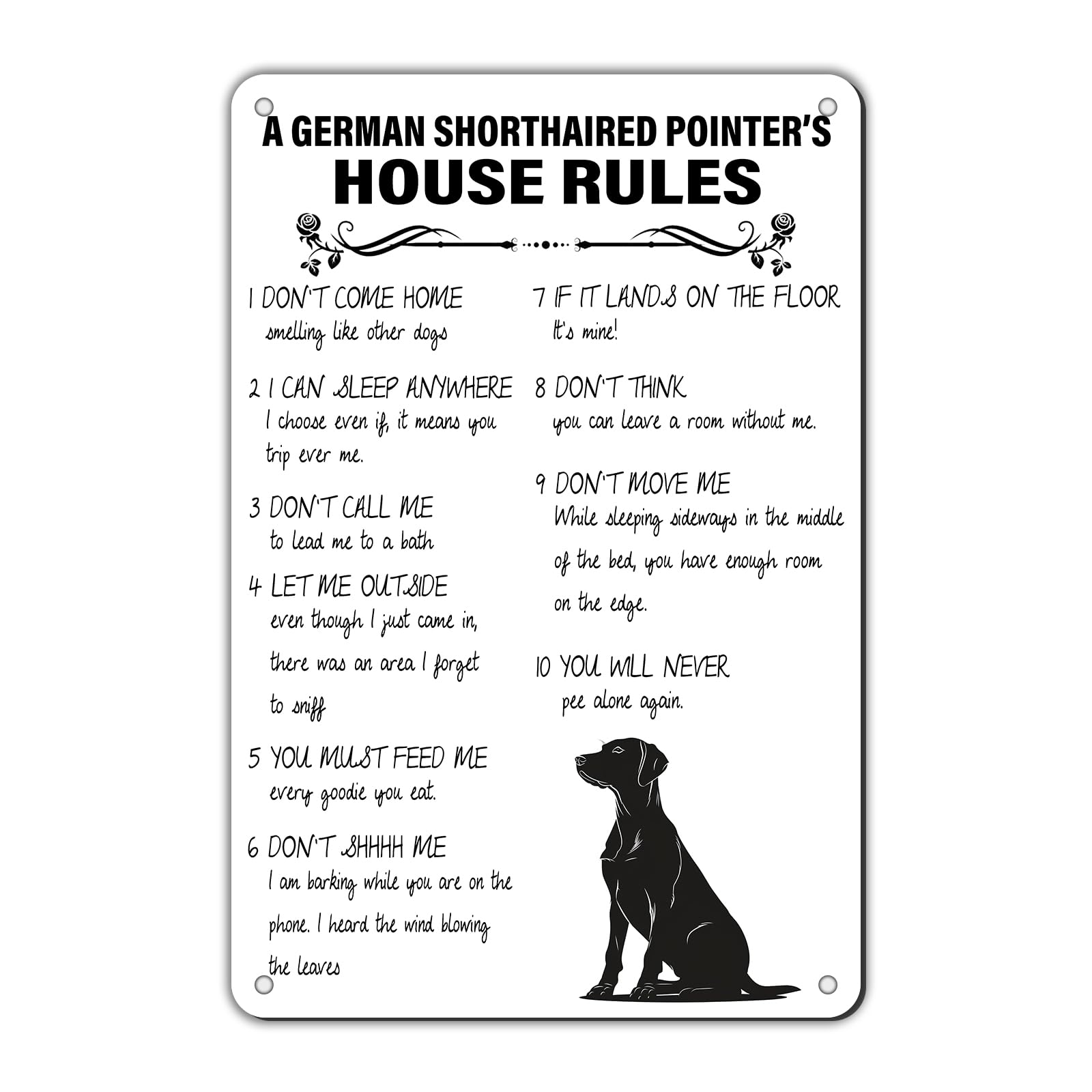 Anceky Metal Sign Aan Shorthaired Pointer‘s House Rules Tin Sign Retro Wall Decor for Garden Backyard Garage Outdoor Home 12×8 Inch